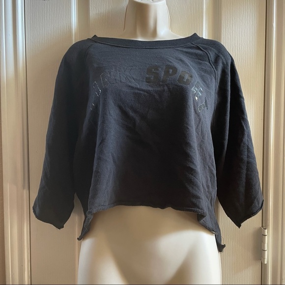 PINK by Victoria’s Secret sport cropped black sweatshirt medium - Picture 1 of 7